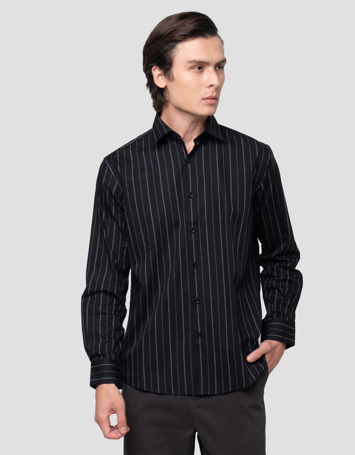 Cole Slim Fit Double Stripe Cotton Kemeja Pria