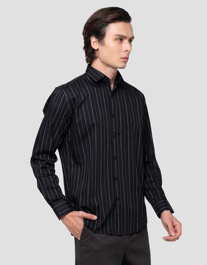 Cole Slim Fit Double Stripe Cotton Kemeja Pria