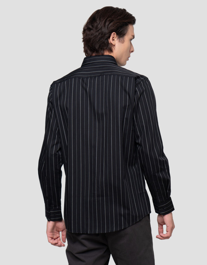 Cole Slim Fit Double Stripe Cotton Kemeja Pria