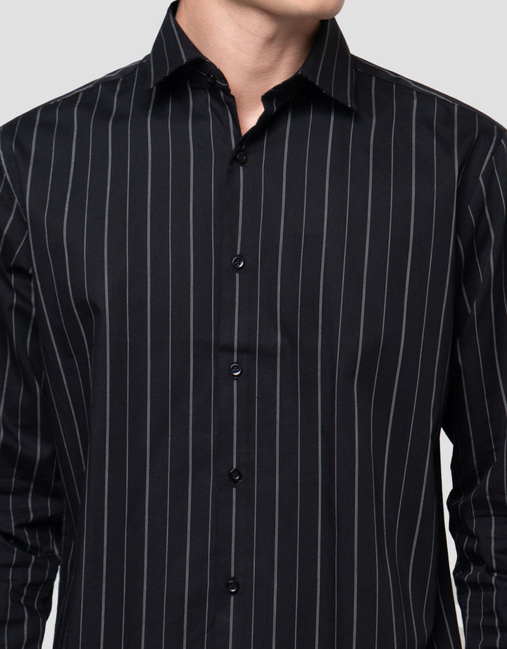 Cole Slim Fit Double Stripe Cotton Kemeja Pria