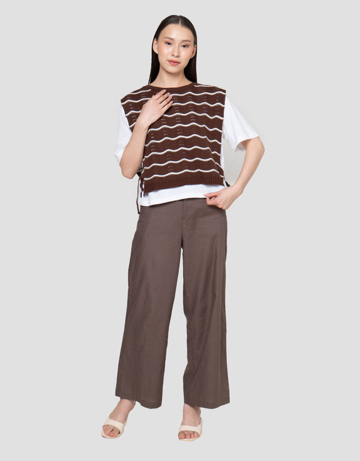 Connexion Dobel Rajut Vest Tali Kaos Wanita