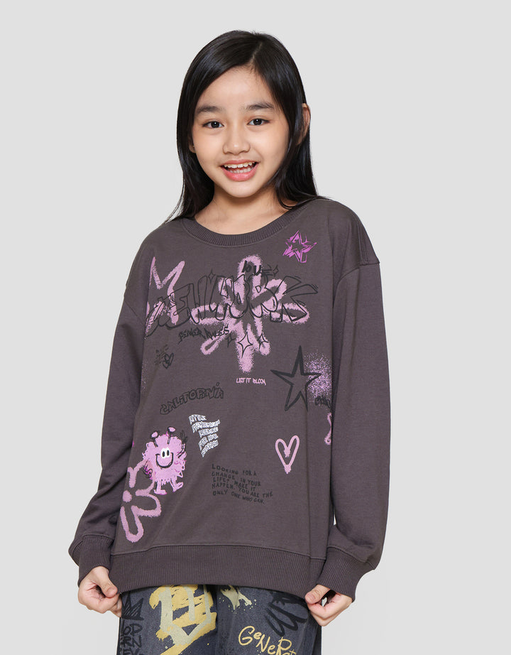 Nevada Print Grafitti Sweater Anak Perempuan