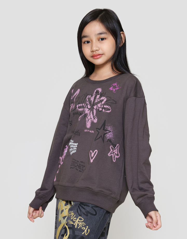 Nevada Print Grafitti Sweater Anak Perempuan
