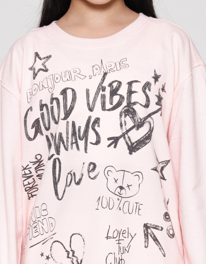 Nevada Full Print Grafitti Sweater Anak Perempuan