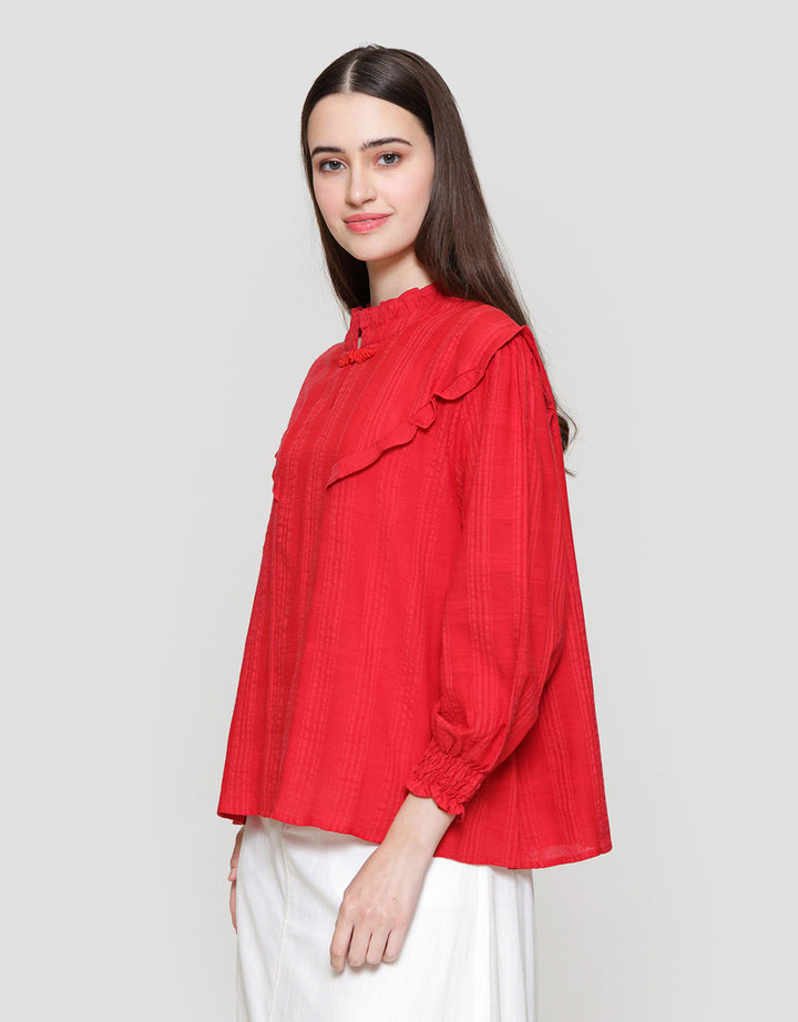 Connexion Texture Bls Loose With Cheongsam Blouse Wanita