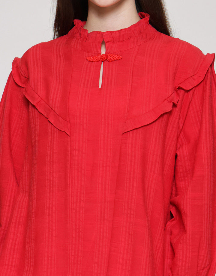 Connexion Texture Bls Loose With Cheongsam Blouse Wanita