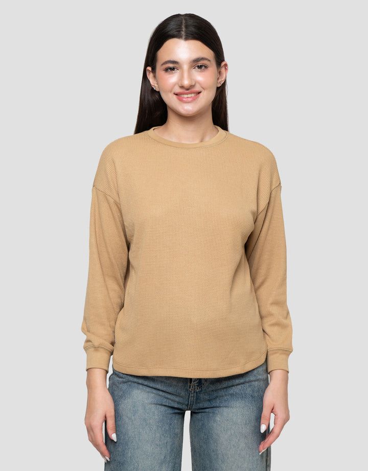 Connexion Waffle Kaos Lengan Panjang Wanita