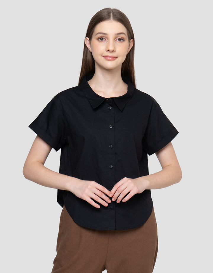Connexion Slim Wide Collar Blouse Wanita