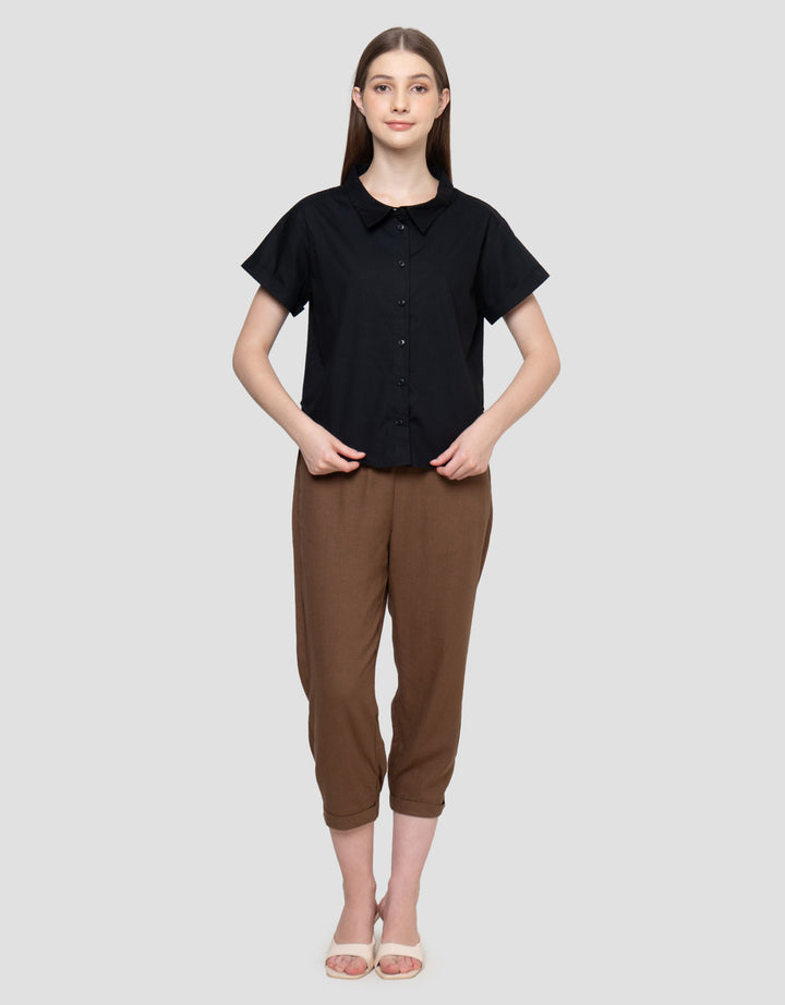 Connexion Slim Wide Collar Blouse Wanita