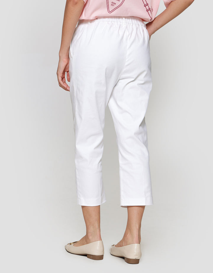 Connexion Crop Cotton Stretch Elastic Waist Celana Panjang Wanita