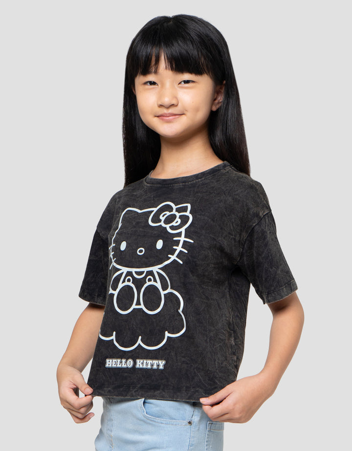Character Hello Kitty Washed Kaos Anak Perempuan