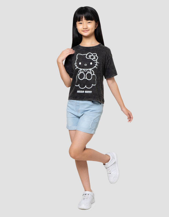 Character Hello Kitty Washed Kaos Anak Perempuan