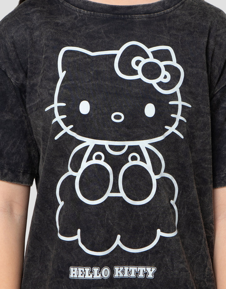 Character Hello Kitty Washed Kaos Anak Perempuan