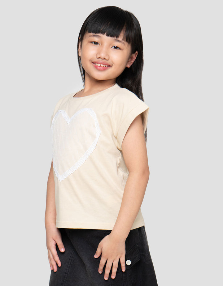 Little M With Heart Lace Kaos Anak Perempuan