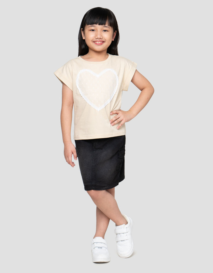Little M With Heart Lace Kaos Anak Perempuan