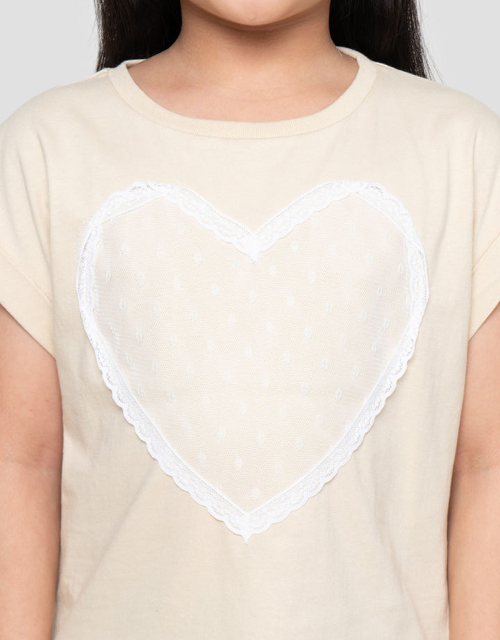 Little M With Heart Lace Kaos Anak Perempuan