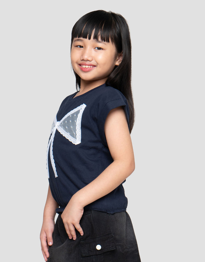 Little M With Ribbon Lace Kaos Anak Perempuan
