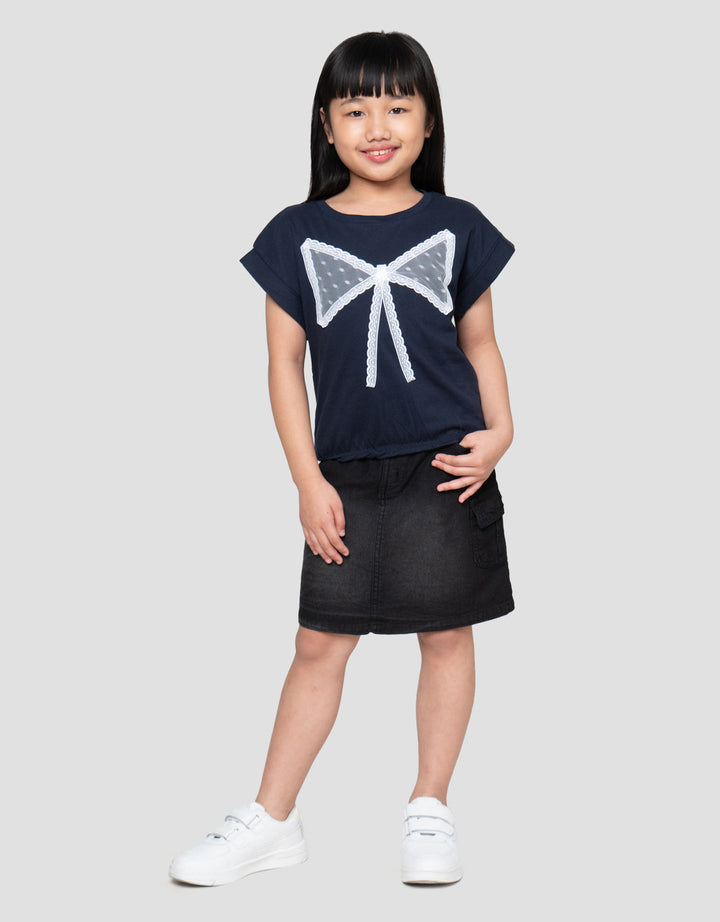 Little M With Ribbon Lace Kaos Anak Perempuan
