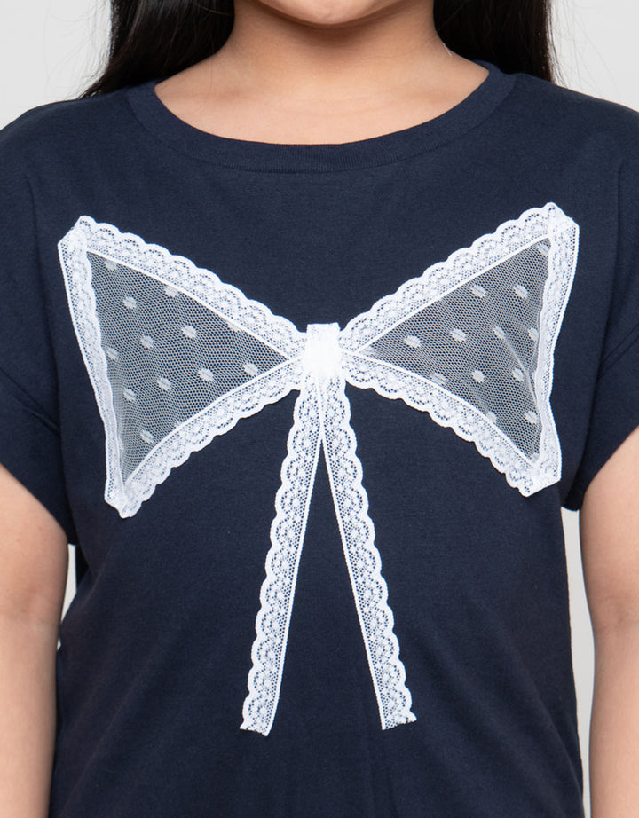 Little M With Ribbon Lace Kaos Anak Perempuan