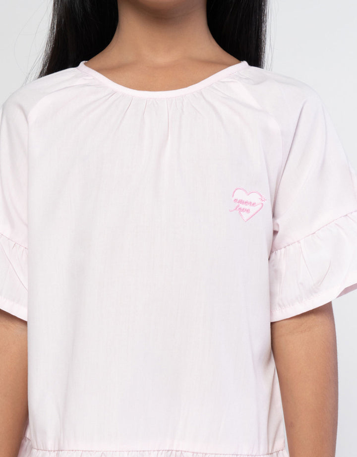 Little M Woven Pita Lengan Midi Dress Anak Perempuan