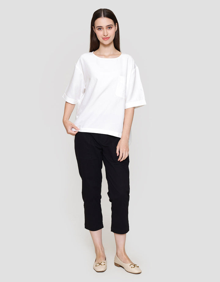Connexion Boxy Cre Neck Blouse Wanita