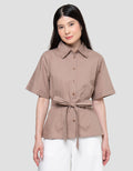 Connexion With Belt And Front Pocket Slim Fit Kemeja Wanita