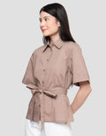 Connexion With Belt And Front Pocket Slim Fit Kemeja Wanita