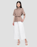Connexion With Belt And Front Pocket Slim Fit Kemeja Wanita