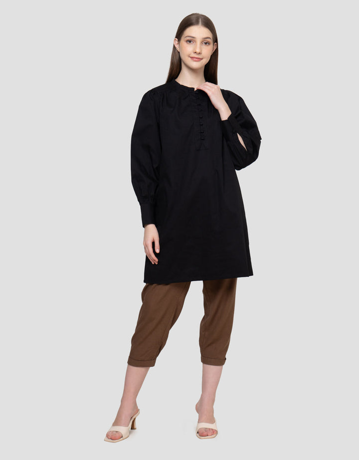 Connexion Mandarin Collar W/Button Tunik Wanita