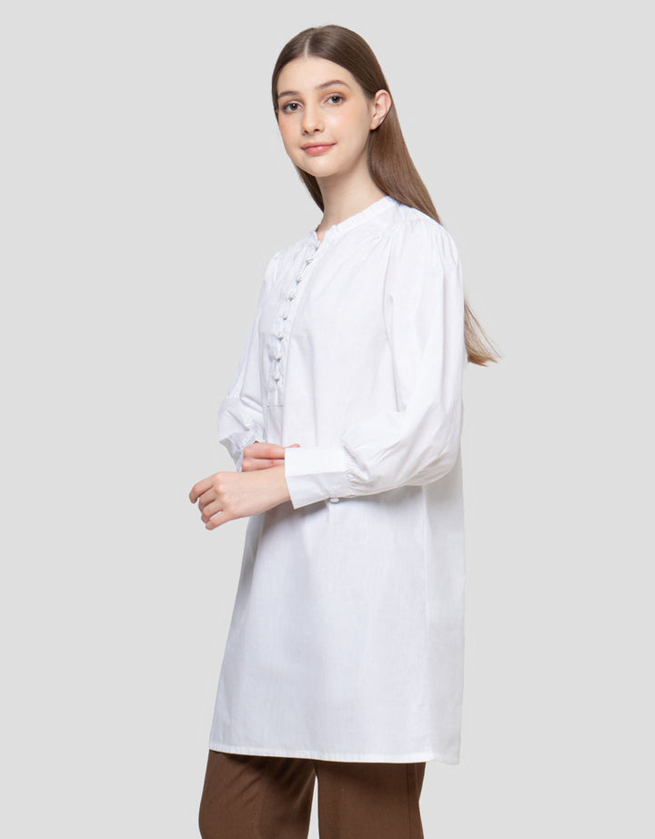 Connexion Mandarin Collar W/Button Tunik Wanita