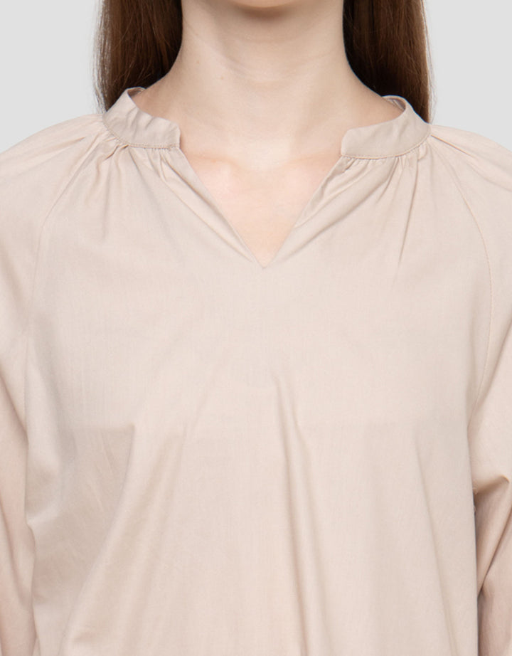 Connexion V Collar Raglan Ruffle Bottom Tunik Wanita