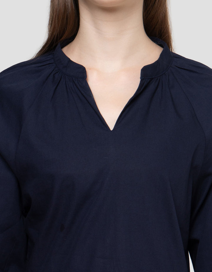 Connexion V Collar Raglan Ruffle Bottom Tunik Wanita