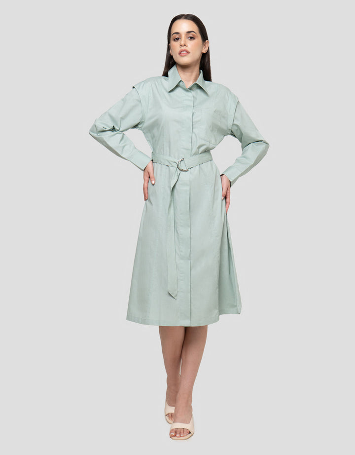 Connexion W/ Belt W/ Pocket Midi Dress Wanita