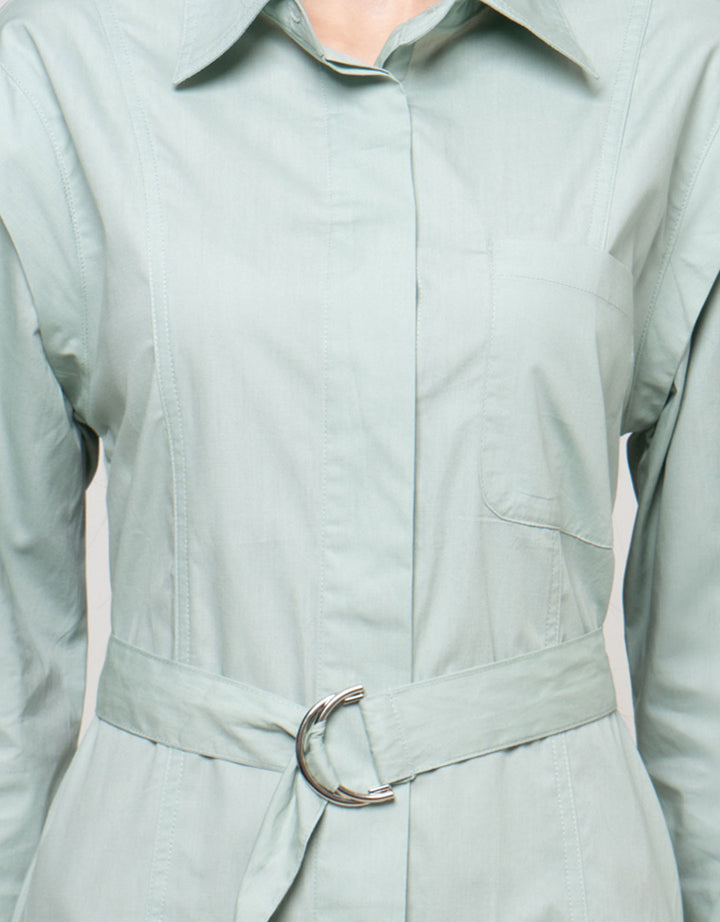 Connexion W/ Belt W/ Pocket Midi Dress Wanita