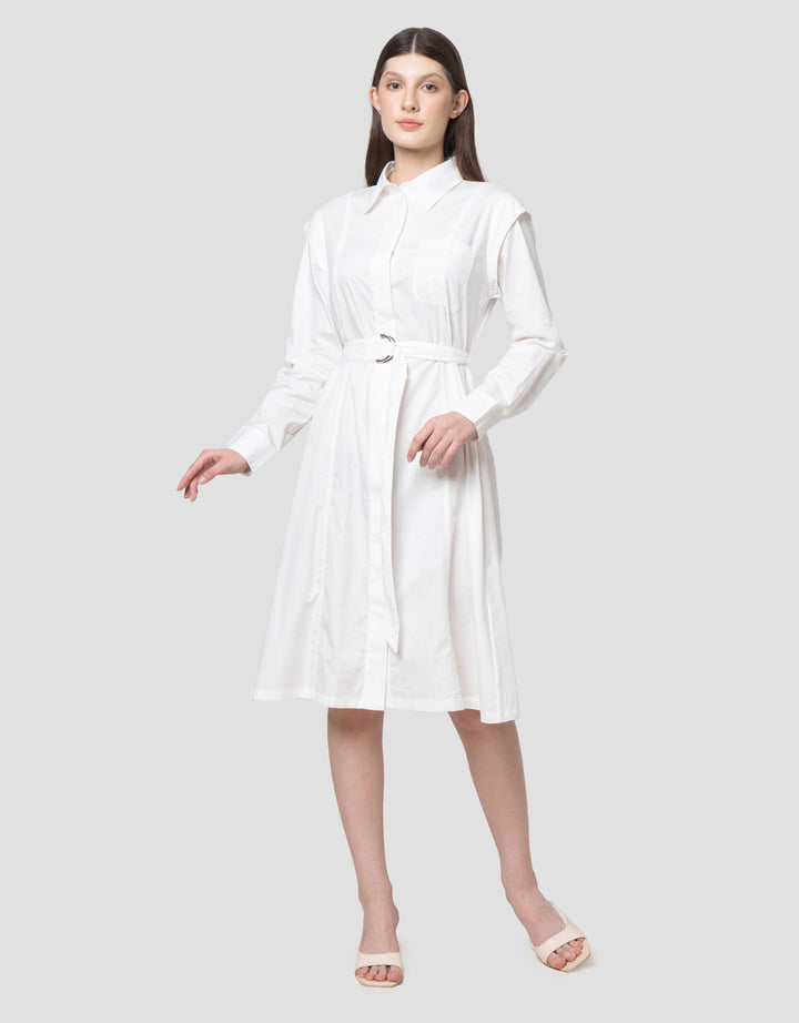 Connexion W/ Belt W/ Pocket Midi Dress Wanita