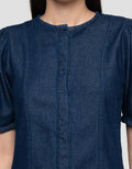 Connexion Denim Puff Sleeve Midi Dress Wanita