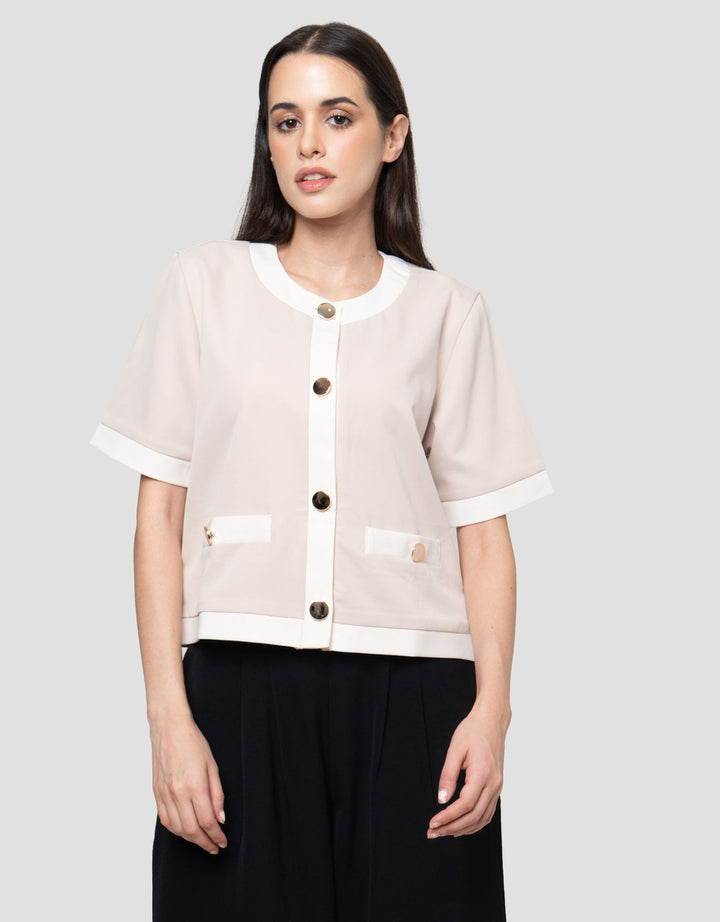 Connexion Lightweight Outer W/Button Cotton Blend Blazer Wanita