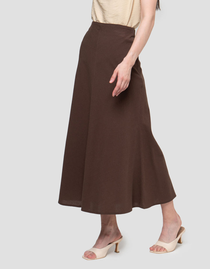 Connexion Klok Linen Blend A Line Rok Maxi Wanita