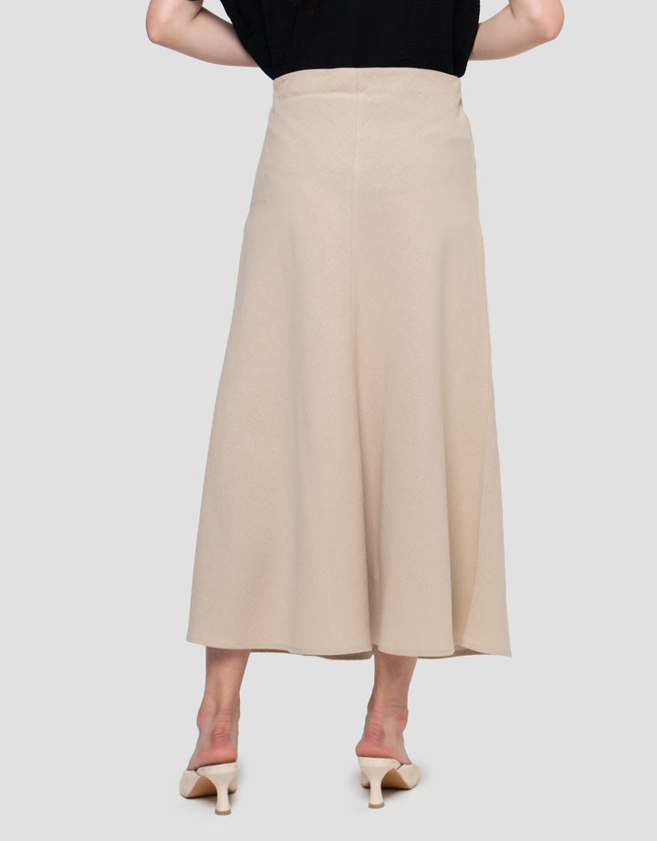 Connexion Klok Linen Blend A Line Rok Maxi Wanita