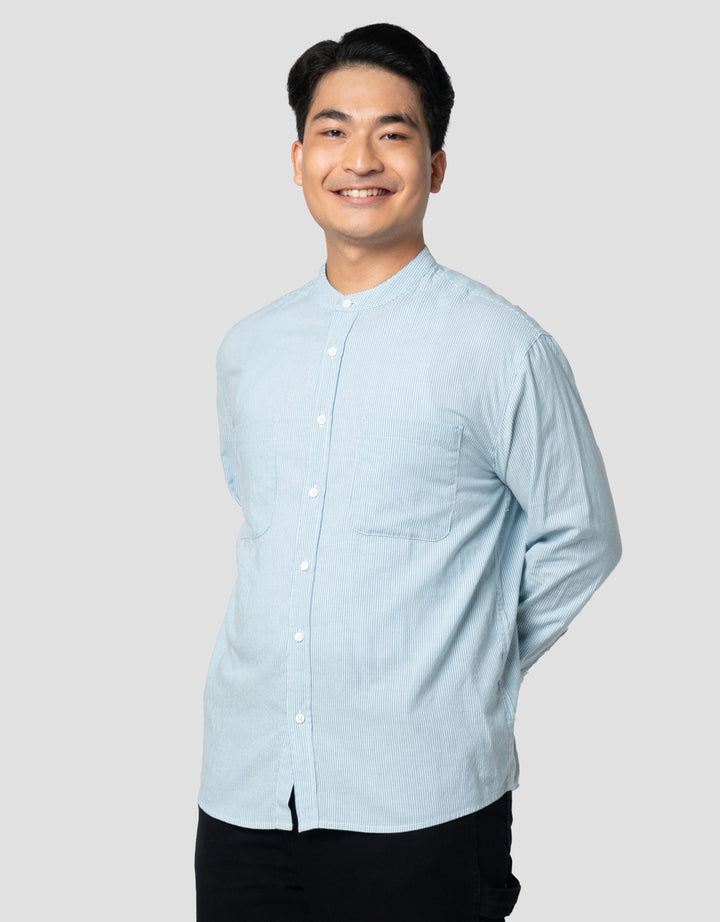 Nevada Yarndyed Pinstripe Kemeja Koko Pria