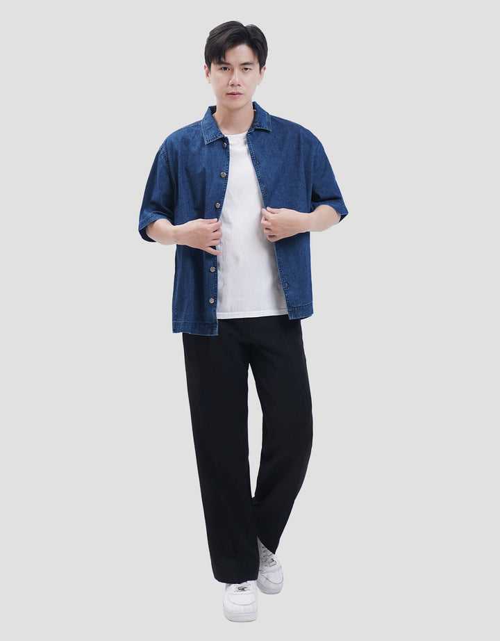 Nevada Denim Pocket Collar Boxy Fit Kemeja Pria