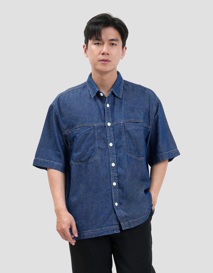 Nevada Double Pocket (6 Oz) Reg Collar - Boxy Fit Kemeja Denim Pria