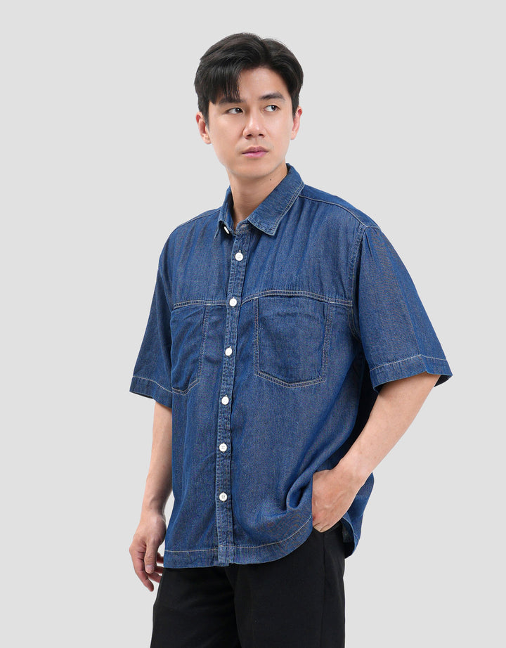 Nevada Double Pocket (6 Oz) Reg Collar - Boxy Fit Kemeja Denim Pria