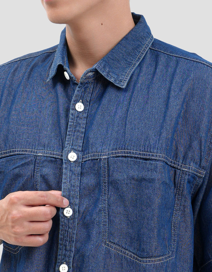 Nevada Double Pocket (6 Oz) Reg Collar - Boxy Fit Kemeja Denim Pria