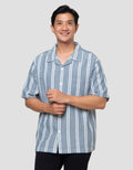 Nevada Stripe Texture Camp Collar - Boxy Fit Kemeja Pria