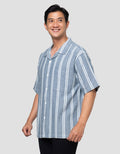Nevada Stripe Texture Camp Collar - Boxy Fit Kemeja Pria