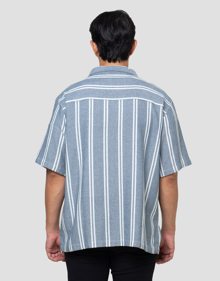 Nevada Stripe Texture Camp Collar - Boxy Fit Kemeja Pria