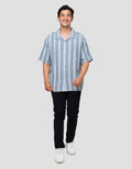 Nevada Stripe Texture Camp Collar - Boxy Fit Kemeja Pria