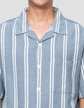 Nevada Stripe Texture Camp Collar - Boxy Fit Kemeja Pria