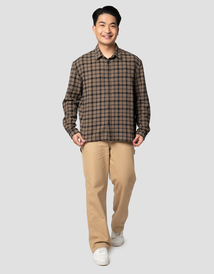 Nevada Checked Brushed Reg Collar Kemeja Pria